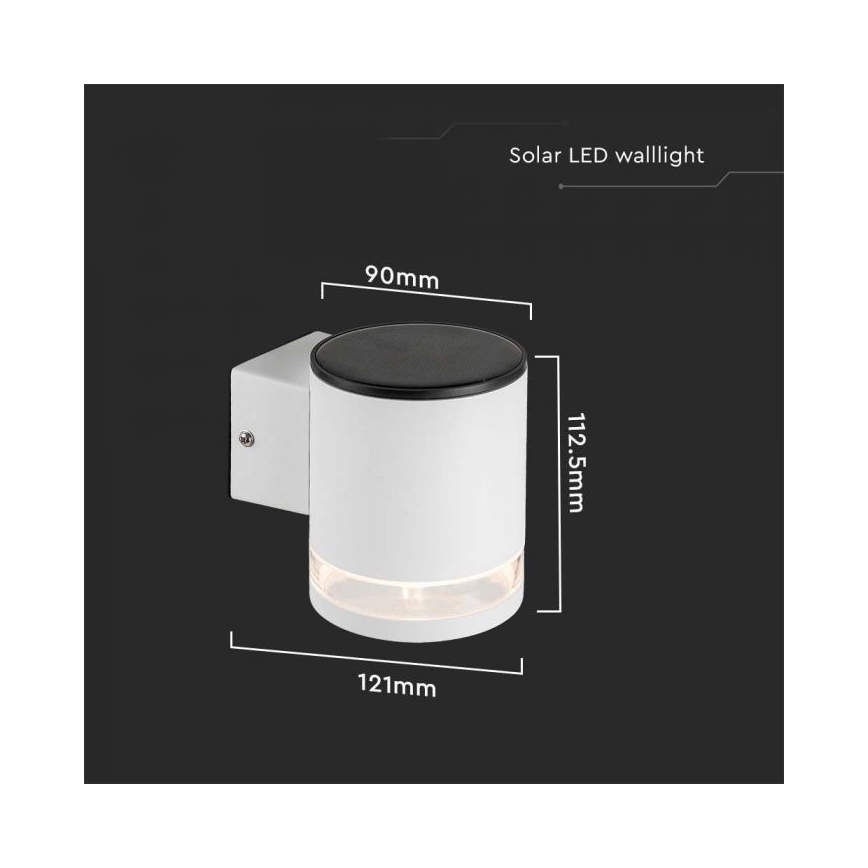 LED Екстериорен соларен аплик LED/1W/3,7V 3000K IP54 бял