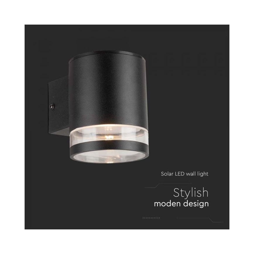 LED Екстериорен соларен аплик LED/1W/3,7V 3000K IP54 черен
