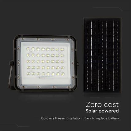 LED Екстериорен димируема соларен прожектор LED/10W/3,2V IP65 4000K 6000 mAh черен + дистанционно управление
