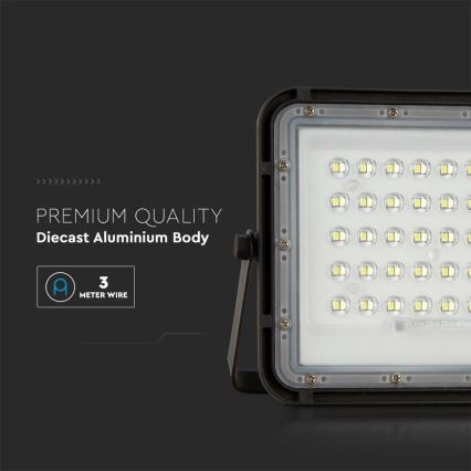 LED Екстериорен димируема соларен прожектор LED/10W/3,2V IP65 4000K 6000 mAh черен + дистанционно управление