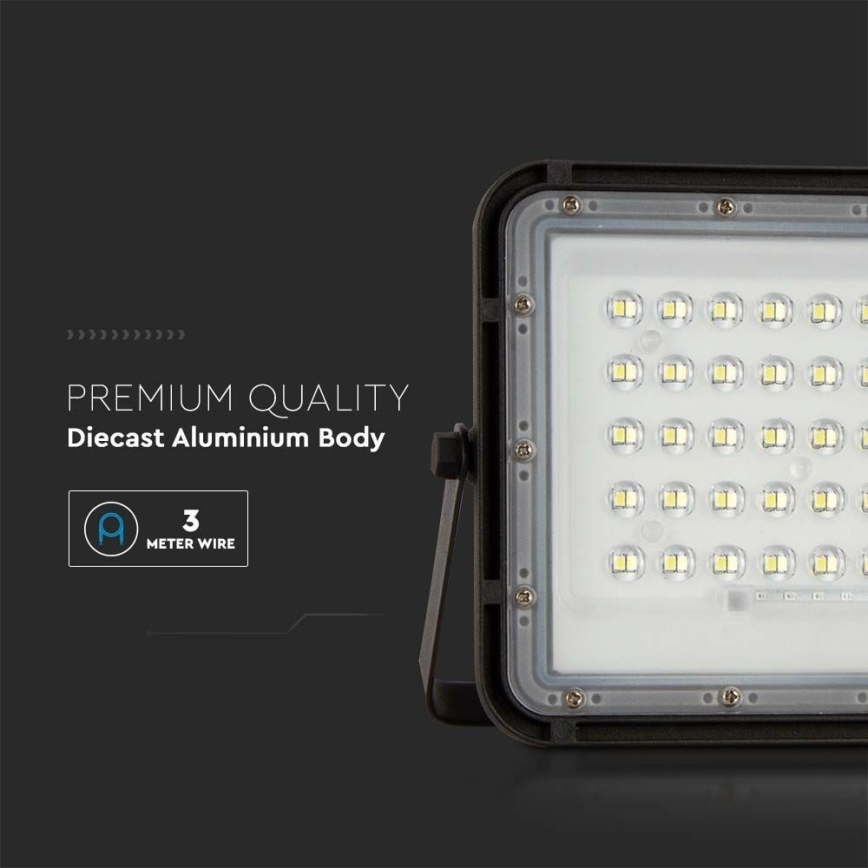 LED Екстериорен димируема соларен прожектор LED/10W/3,2V IP65 4000K 6000 mAh черен + дистанционно управление