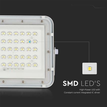 LED Екстериорен димируема соларен прожектор LED/10W/3,2V IP65 6400K 6000 mAh бял + дистанционно управление