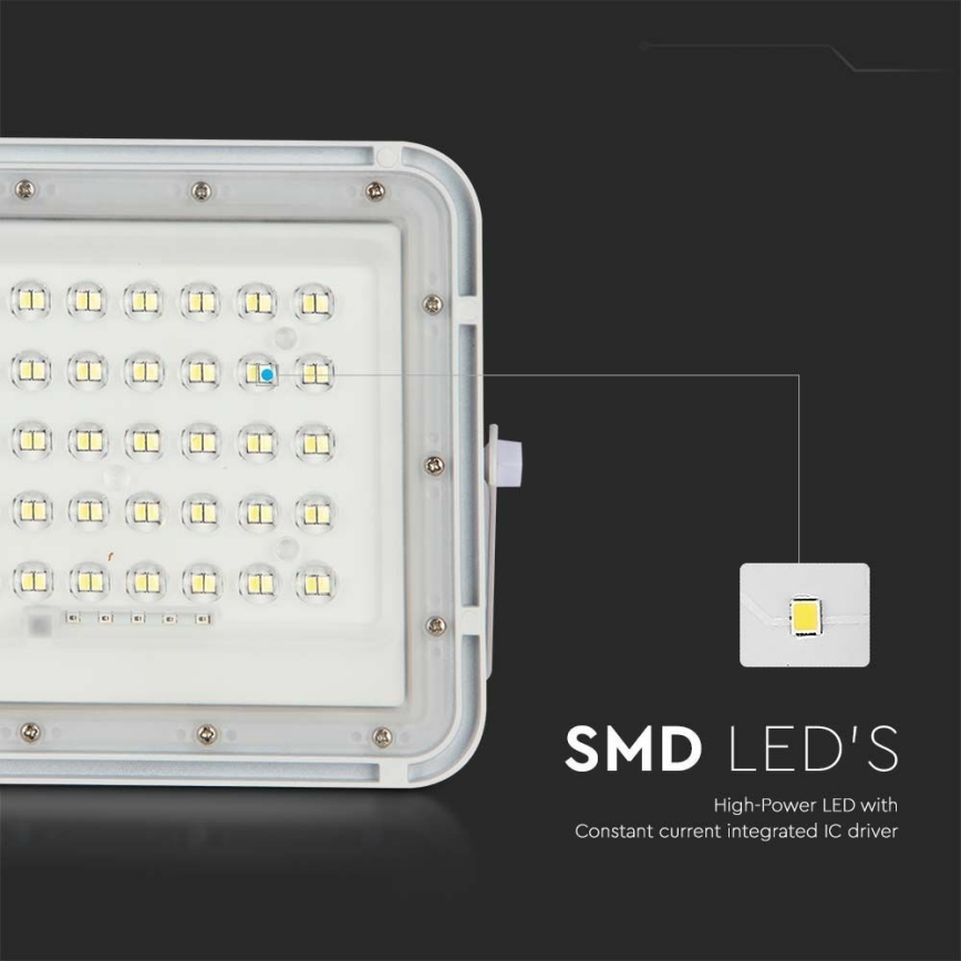 LED Екстериорен димируема соларен прожектор LED/10W/3,2V IP65 6400K 6000 mAh бял + дистанционно управление