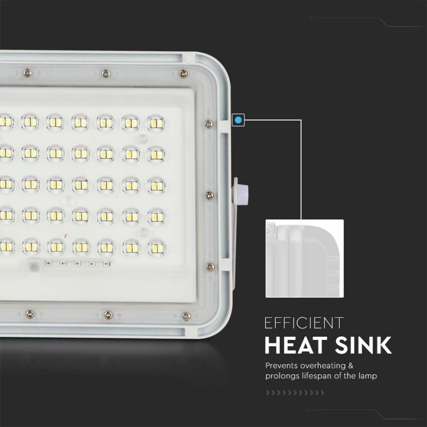 LED Екстериорен димируема соларен прожектор LED/10W/3,2V IP65 6400K 6000 mAh бял + дистанционно управление