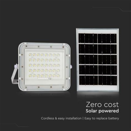 LED Екстериорен димируема соларен прожектор LED/10W/3,2V IP65 6400K 6000 mAh бял + дистанционно управление