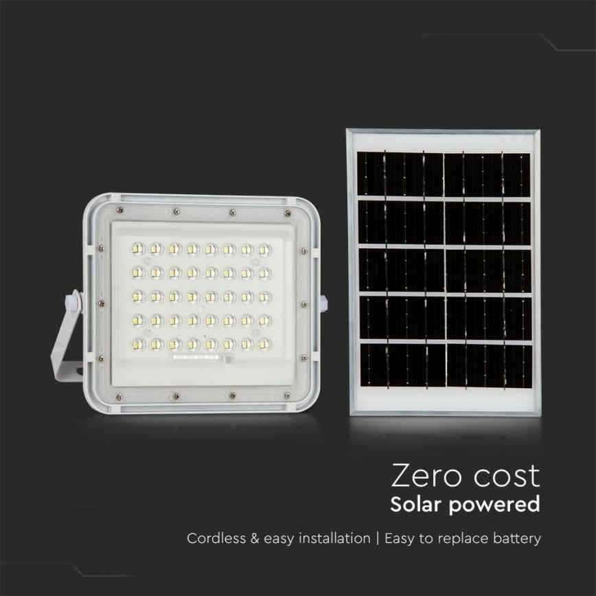 LED Екстериорен димируема соларен прожектор LED/10W/3,2V IP65 6400K 6000 mAh бял + дистанционно управление