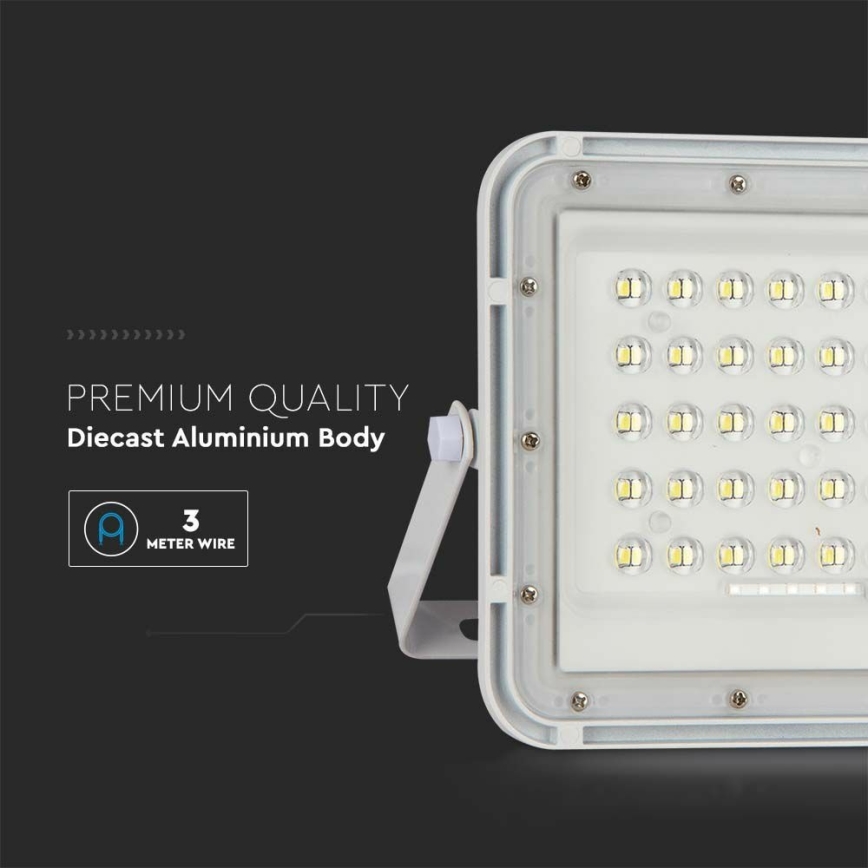 LED Екстериорен димируема соларен прожектор LED/10W/3,2V IP65 6400K 6000 mAh бял + дистанционно управление