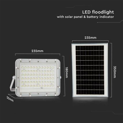 LED Екстериорен димируема соларен прожектор LED/15W/3,2V IP65 4000K 12000 mAh бял + дистанционно управление