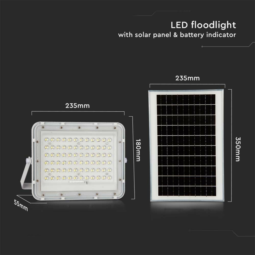 LED Екстериорен димируема соларен прожектор LED/15W/3,2V IP65 4000K 12000 mAh бял + дистанционно управление