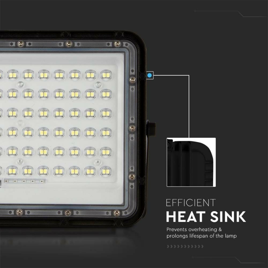 LED Екстериорен димируема соларен прожектор LED/15W/3,2V IP65 4000K 12000 mAh черен + дистанционно управление