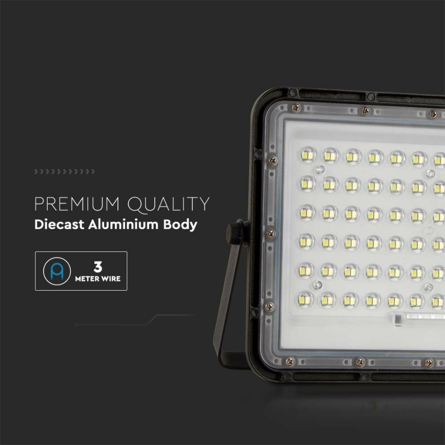 LED Екстериорен димируема соларен прожектор LED/15W/3,2V IP65 6400K 12000 mAh черен + дистанционно управление
