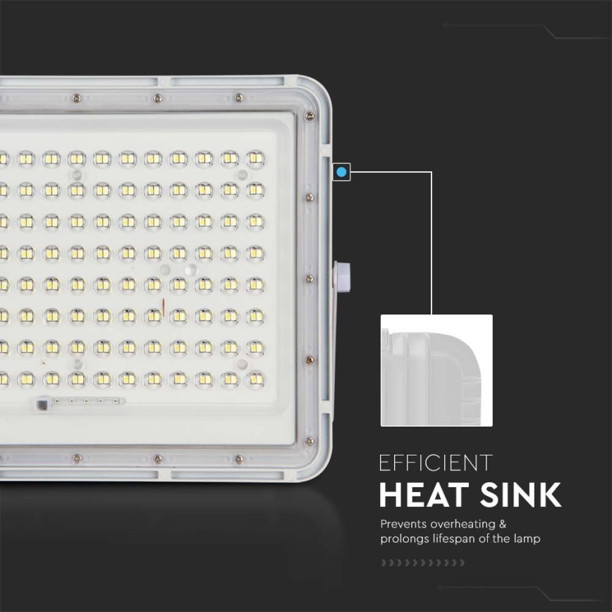 LED Екстериорен соларен прожектор LED/20W/3,2V 4000K бял IP65 + дистанционно управление
