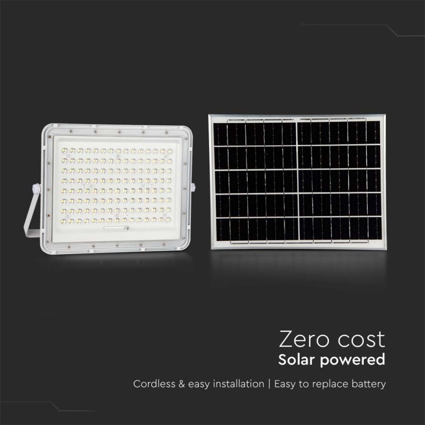 LED Екстериорен соларен прожектор LED/20W/3,2V 4000K бял IP65 + дистанционно управление