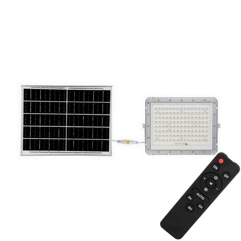 LED Екстериорен соларен прожектор LED/20W/3,2V 4000K бял IP65 + дистанционно управление