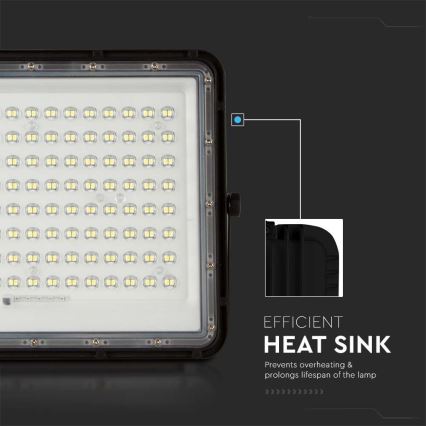 LED Екстериорен соларен прожектор LED/200W/3,2V 4000K черен IP65 16000 mAh + дистанционно управление