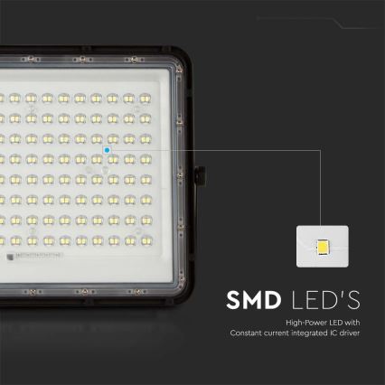 LED Екстериорен соларен прожектор LED/200W/3,2V 4000K черен IP65 16000 mAh + дистанционно управление