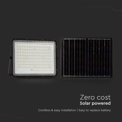 LED Екстериорен соларен прожектор LED/20W/3,2V 6400K черен IP65 + дистанционно управление