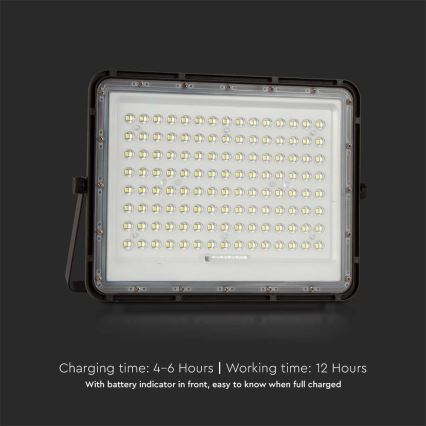 LED Екстериорен соларен прожектор LED/20W/3,2V 6400K черен IP65 + дистанционно управление