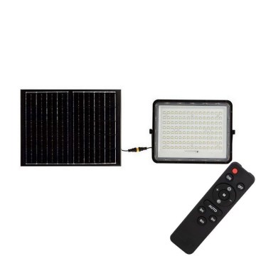 LED Екстериорен соларен прожектор LED/20W/3,2V 6400K черен IP65 + дистанционно управление