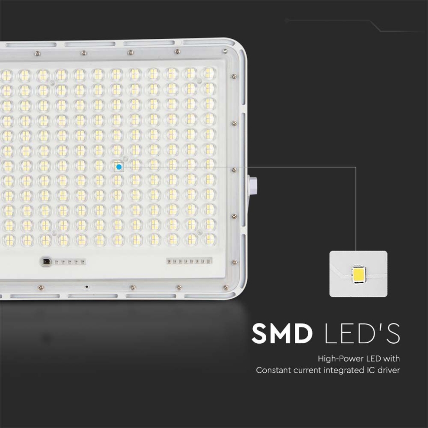 LED Екстериорен соларен прожектор LED/30W/3,2V 4000K бял IP65 + дистанционно управление