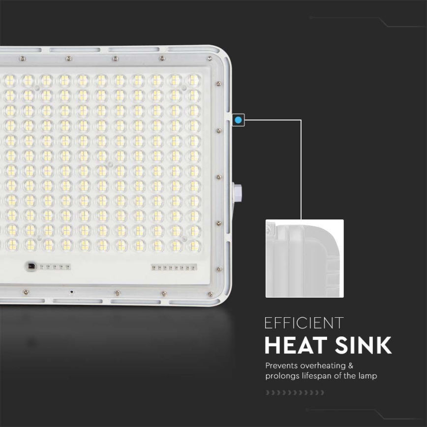LED Екстериорен соларен прожектор LED/30W/3,2V 4000K бял IP65 + дистанционно управление