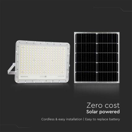LED Екстериорен соларен прожектор LED/30W/3,2V 4000K бял IP65 + дистанционно управление