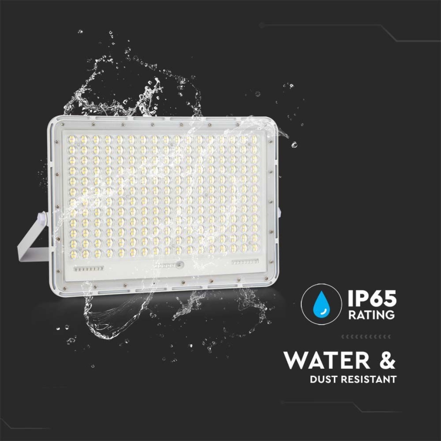 LED Екстериорен соларен прожектор LED/30W/3,2V 4000K бял IP65 + дистанционно управление