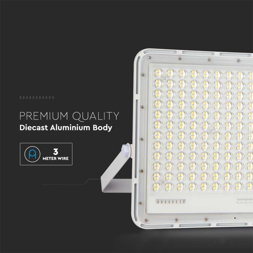 LED Екстериорен соларен прожектор LED/30W/3,2V 4000K бял IP65 + дистанционно управление