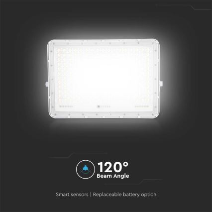 LED Екстериорен соларен прожектор LED/30W/3,2V 4000K бял IP65 + дистанционно управление
