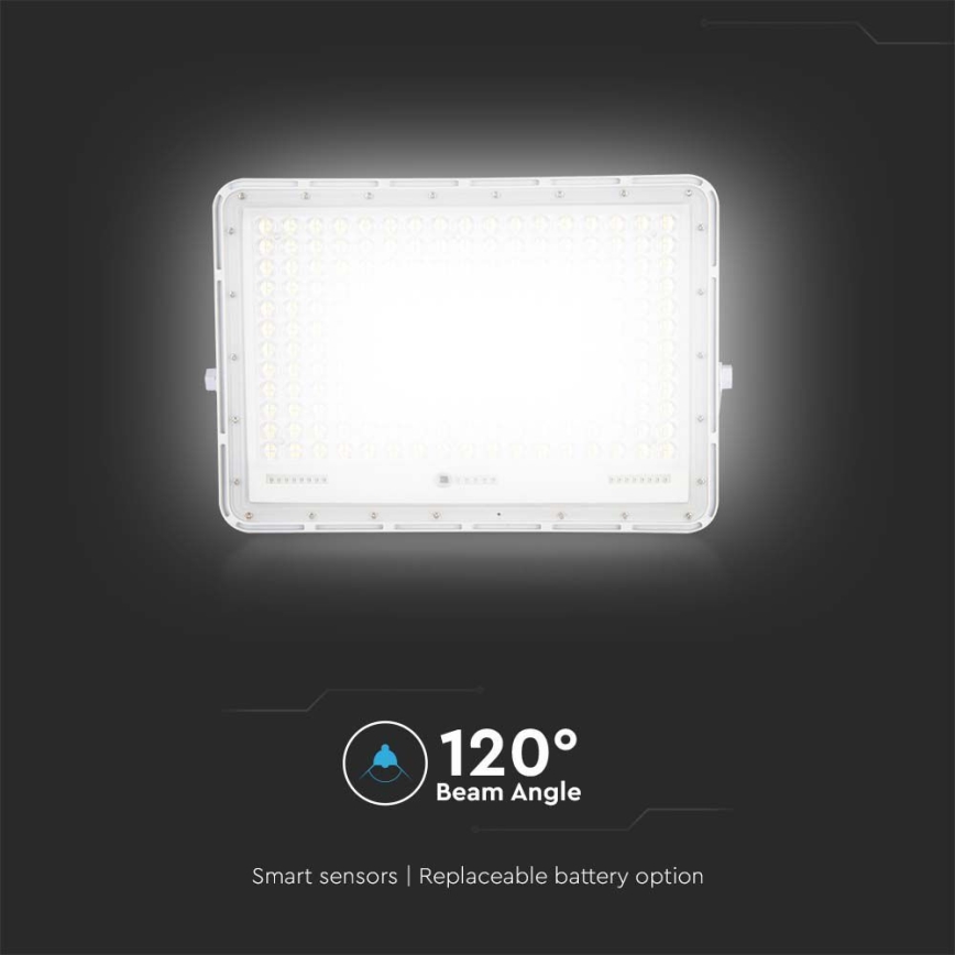LED Екстериорен соларен прожектор LED/30W/3,2V 4000K бял IP65 + дистанционно управление
