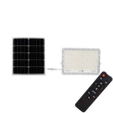 LED Екстериорен соларен прожектор LED/30W/3,2V 4000K бял IP65 + дистанционно управление
