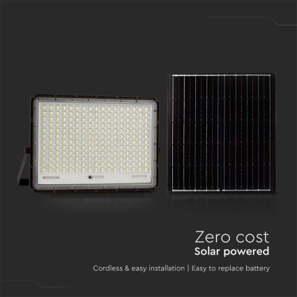 LED Екстериорен соларен прожектор LED/30W/3,2V 4000K черен IP65 + дистанционно управление