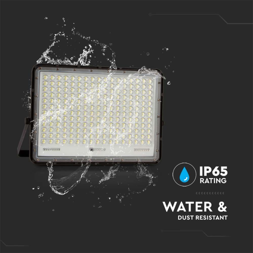 LED Екстериорен соларен прожектор LED/30W/3,2V 4000K черен IP65 + дистанционно управление