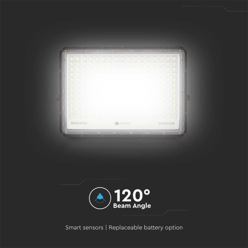 LED Екстериорен соларен прожектор LED/30W/3,2V 4000K черен IP65 + дистанционно управление
