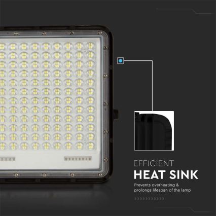 LED Екстериорен соларен прожектор LED/30W/3,2V 4000K черен IP65 + дистанционно управление