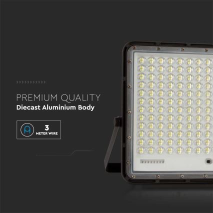 LED Екстериорен соларен прожектор LED/30W/3,2V 4000K черен IP65 + дистанционно управление