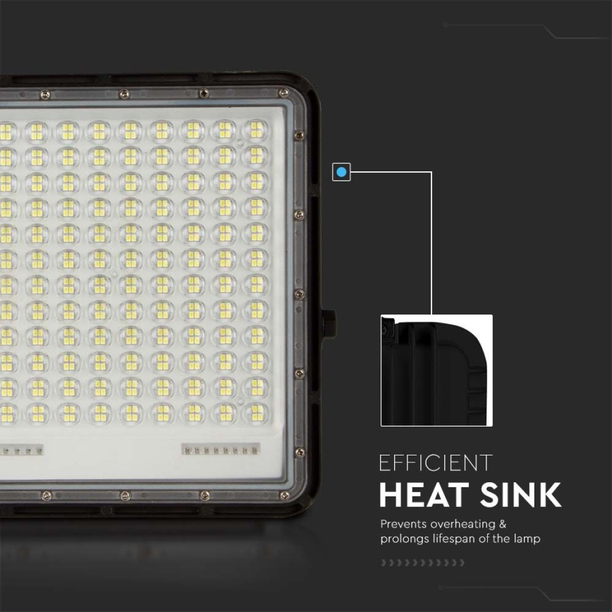 LED Екстериорен соларен прожектор LED/30W/3,2V 6400K черен IP65 20000 mAh + дистанционно управление