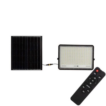 LED Екстериорен соларен прожектор LED/30W/3,2V 6400K черен IP65 + дистанционно управление