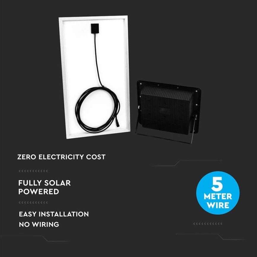 LED Екстериорен соларен прожектор LED/40W/10V IP65 6000K + дистанционно управление