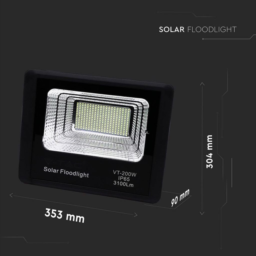 LED Екстериорен соларен прожектор LED/40W/10V IP65 6000K + дистанционно управление