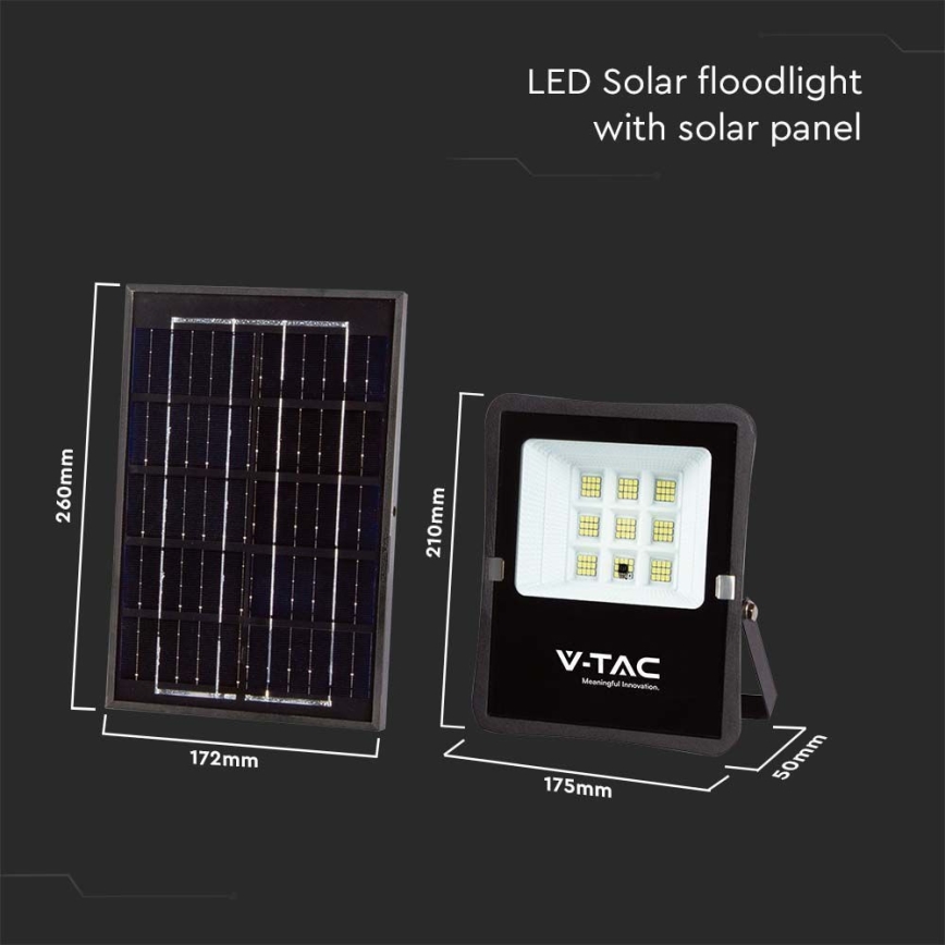 LED Екстериорен соларен прожектор LED/6W/3,2V 4000K IP65 5000 mAh + дистанционно управление