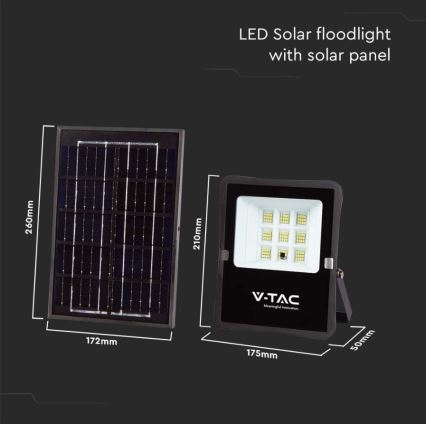 LED Екстериорен соларен прожектор LED/6W/3,2V 6400K IP65 + дистанционно управление
