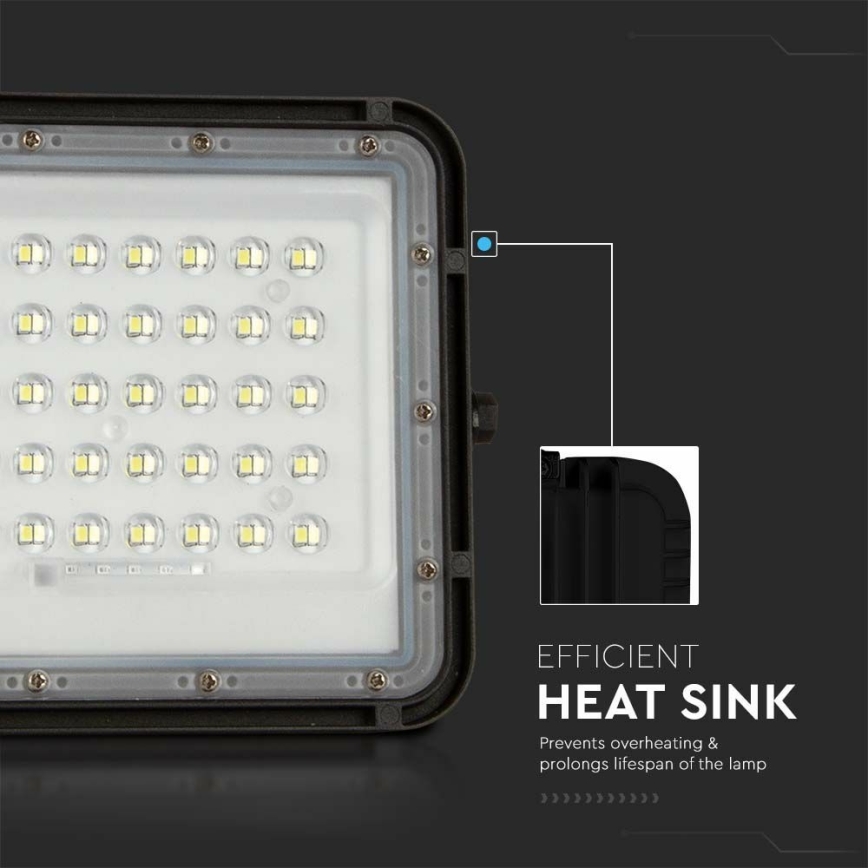 LED Екстериорен димируема соларен прожектор LED/6W/3,2V IP65 4000K 5000 mAh черен + дистанционно управление