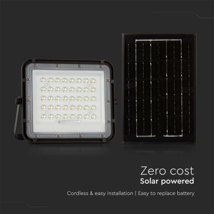 LED Екстериорен димируема соларен прожектор LED/6W/3,2V IP65 4000K 5000 mAh черен + дистанционно управление