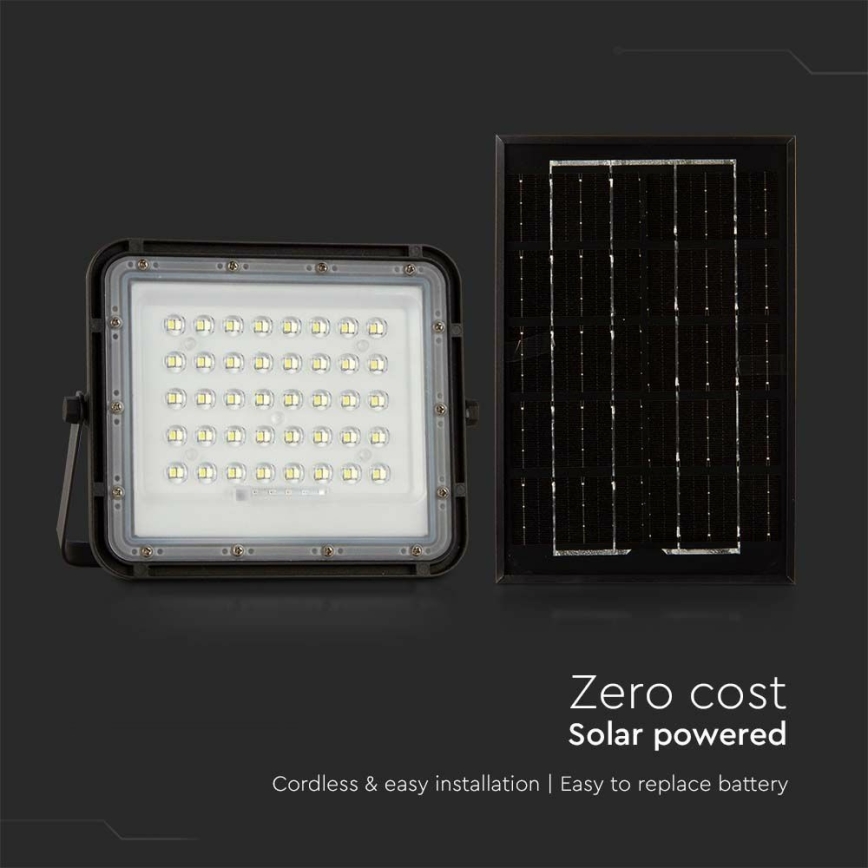 LED Екстериорен димируема соларен прожектор LED/6W/3,2V IP65 4000K 5000 mAh черен + дистанционно управление