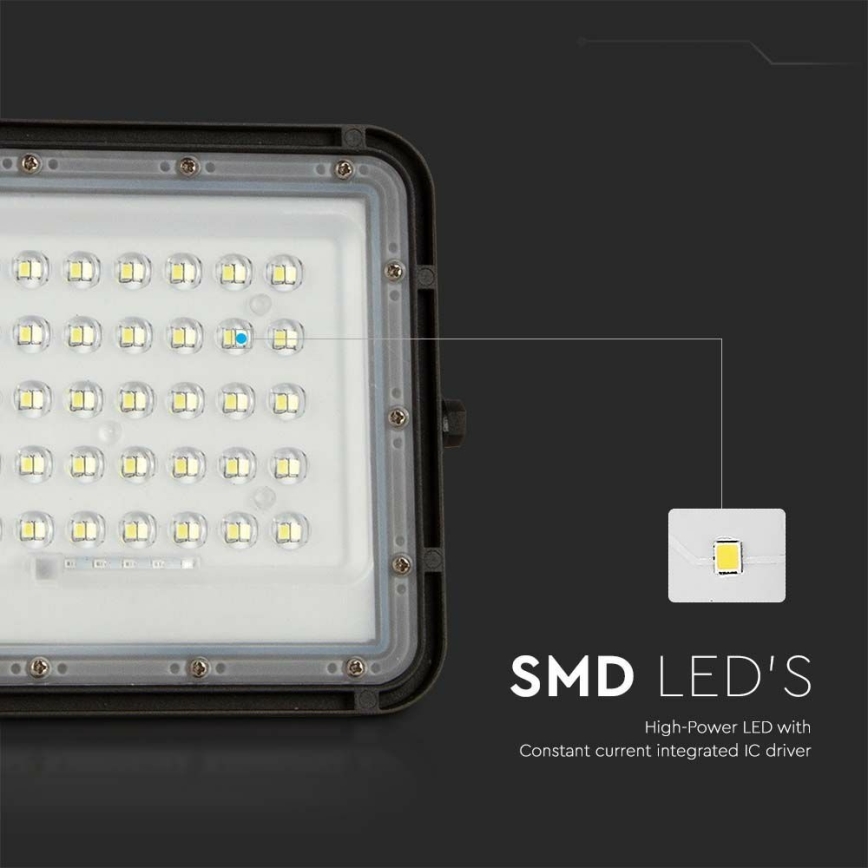 LED Екстериорен димируема соларен прожектор LED/6W/3,2V IP65 4000K 5000 mAh черен + дистанционно управление