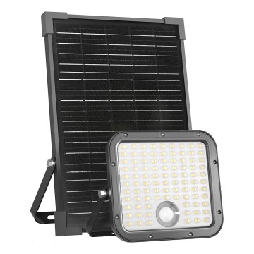LED Екстериорен соларен прожектор със сензор LED/30W/6,4V IP65 3000/4000K + дистанционно управление