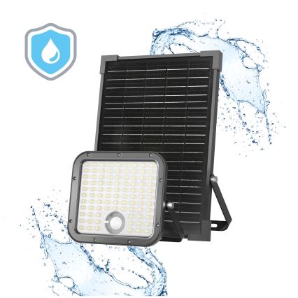 LED Екстериорен соларен прожектор със сензор LED/30W/6,4V IP65 3000/4000K + дистанционно управление