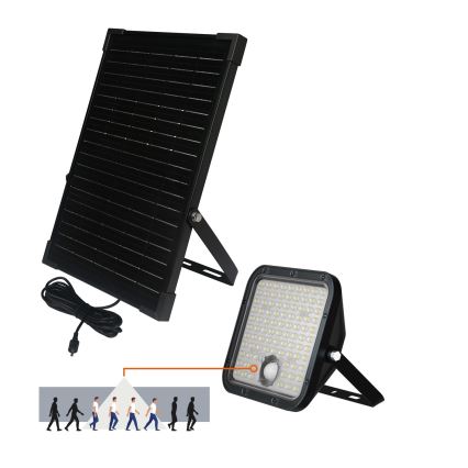 LED Екстериорен соларен прожектор със сензор LED/30W/6,4V IP65 3000/4000K + дистанционно управление