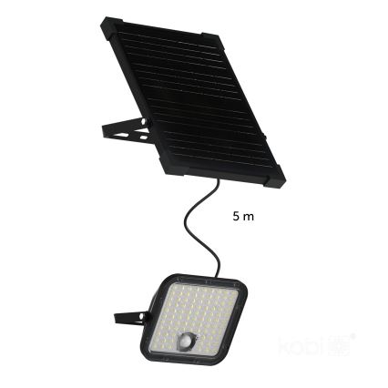 LED Екстериорен соларен прожектор със сензор LED/30W/6,4V IP65 3000/4000K + дистанционно управление